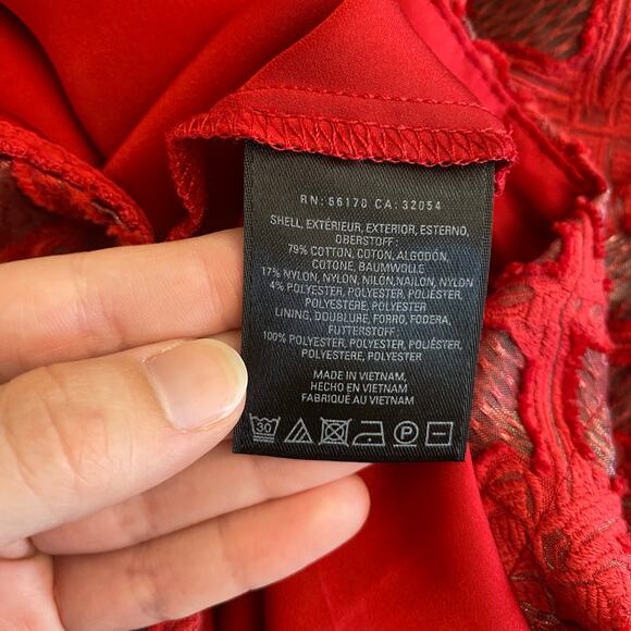 Anthropologie Moulinette Soeurs Rubied Lace Mini Dress Size 10 Red Party - Picture 10 of 10